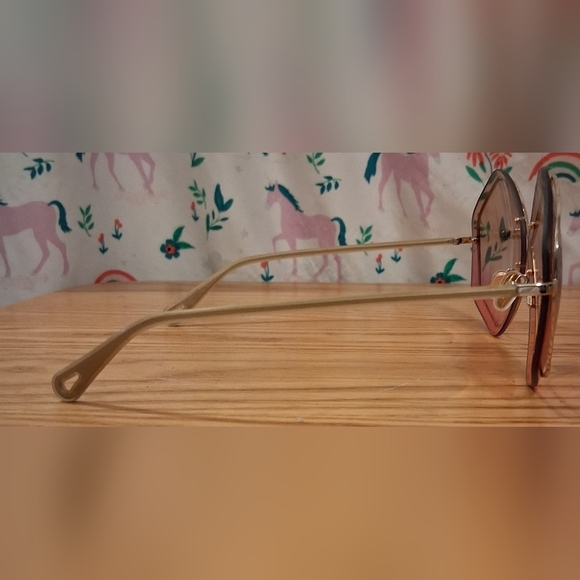 Chloe Layha Gold Tone & Pink Gradient UV Bohemian Casual Neutral Sunglasses main image 5